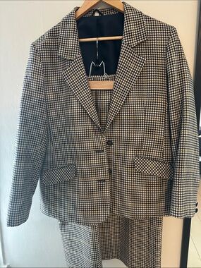 Houndstooth Notched-Lapel Women's Blazer - Black & White